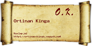 Ortinan Kinga névjegykártya